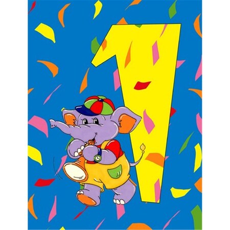 Carolines Treasures Happy 1st Birthday Age 1 Flag Canvas House Size APH2161CHF